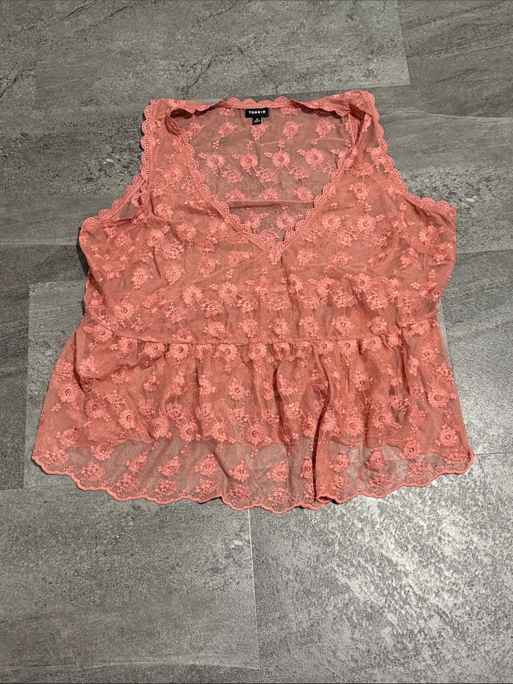 torrid Coral Lace Peplum Camisole